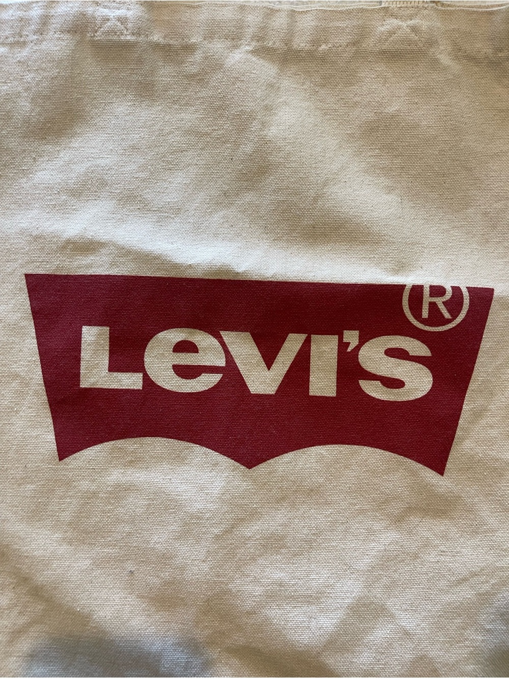Levi's Cream Canvas Tote with Deep Red Logo